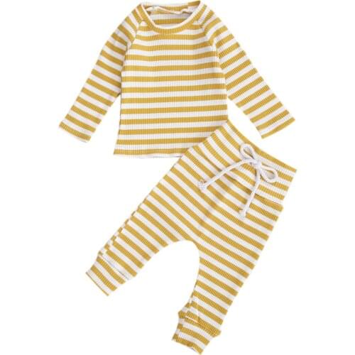 Baby Newborn Girls Boys Striped Suit Sets Two Piece Infant Toddler O Neck Long Sleeve Top Casual Pants Infant Baby Clothing