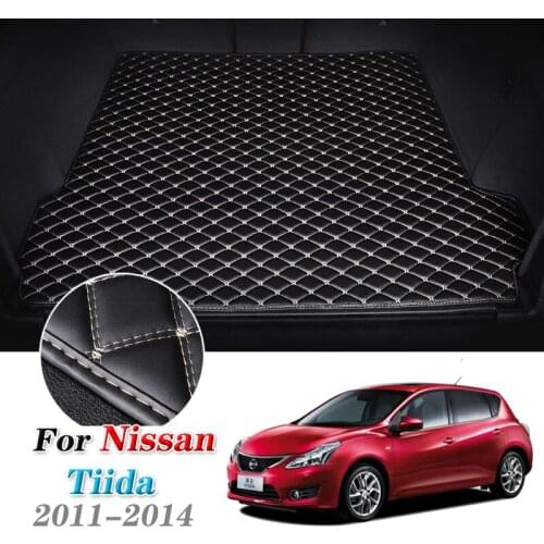 For Nissan Tiida C12 2011 2012 2013 2014 Nissan Pulsar Leather Car Trunk Mat Carpet Tail Cargo Liner Mat Boot Pad