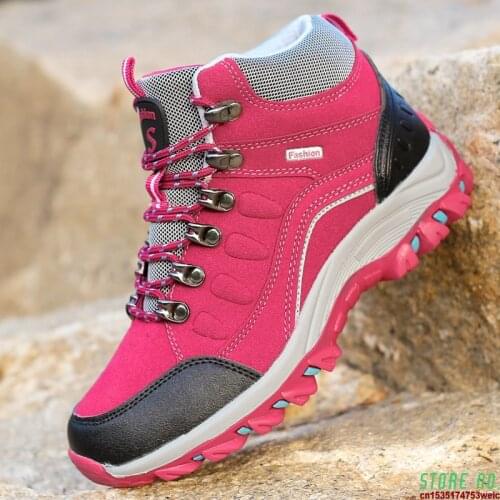 Unisex Breathable Hiking Shoes Men Outdoor Hiking Boots Women High Top Non-slip Climbing Shoes Male Trekking Hunting Sneakers