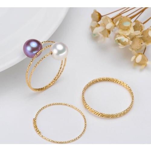 HOT CHEAP ADJUSTABLE 18K Gold Ring Mountings Settings AU750 Jewelry Findings for Pearls Coral Agate Crystal Beads Stones