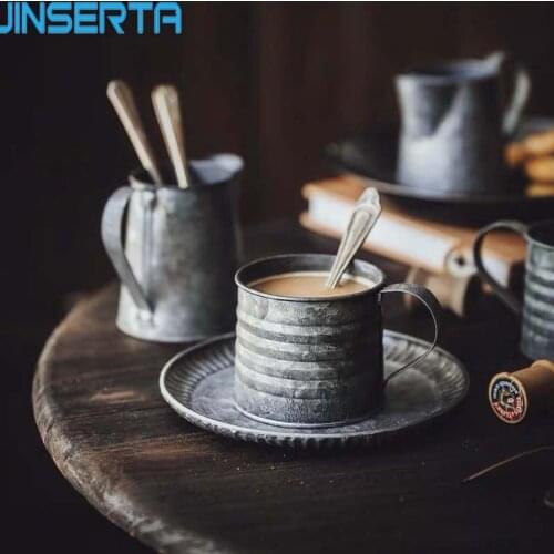 JINSERTA Metal Storage Tray Retro Drinkware Vintage Wrought Iron Vase Old Handle Cup Food Fruit Coffee Cup Home Kitchen Decor