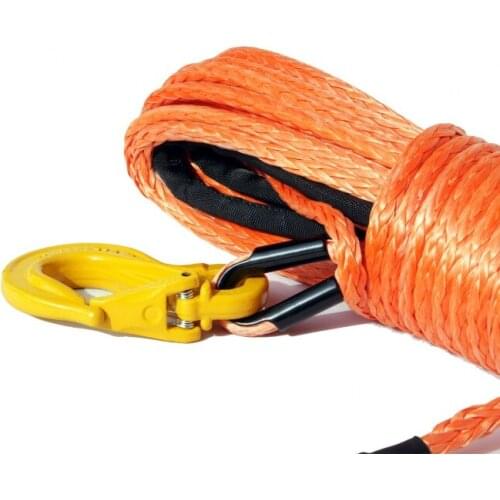 3/8" x 100' Orange Synthetic Winch Line Cable Rope with Sheath and Hook (ATV UTV 4 x 4 OFF- ROAD)