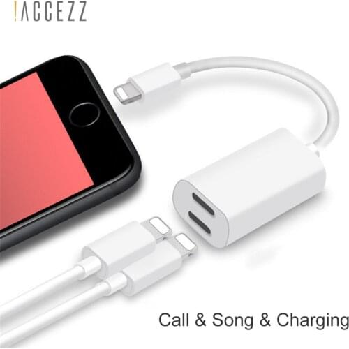 !ACCEZZ 2 in 1 Dual Charging Lighting Adapter For Apple Iphone Audio For iPhone X 7 8 plus Splitter Earphone Aux Cable Converter