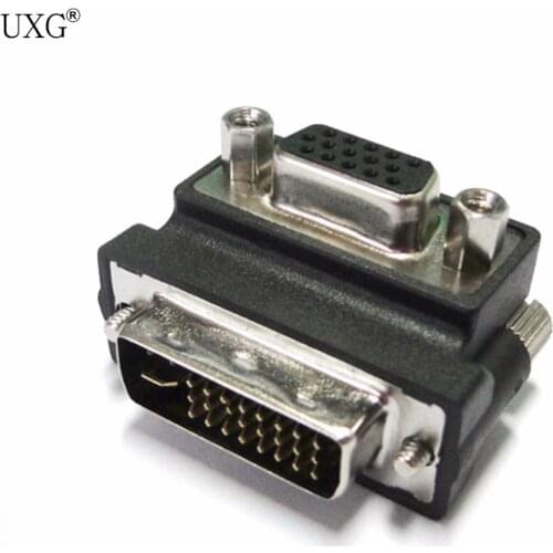 Down Right Angled 90 Degree VGA SVGA Female To DVI 24+5 male DVI to RGB Adapter vga dvi connector adapter