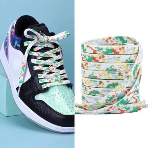 1 Pair Flat Shoelaces for Fun Tie Dye Fashion Sneakers Shoe Laces AF1 basketball shoes tide personalized color sports shoeslace