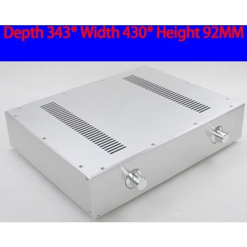 KYYSLB 343*430*92MM WA59 All Aluminum Preamp Amplifier Chassis Box House DIY Enclosure with Feet Screws Amplifier Case Shell