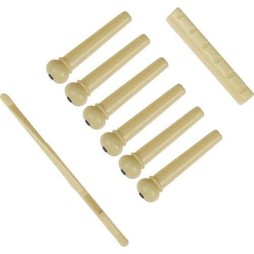 Portable 6-String Guitar Bridge Pins Saddle Nut Acoustic Cattle Tailpiece Plastic Guitar Accessories for Acoustic Guitar