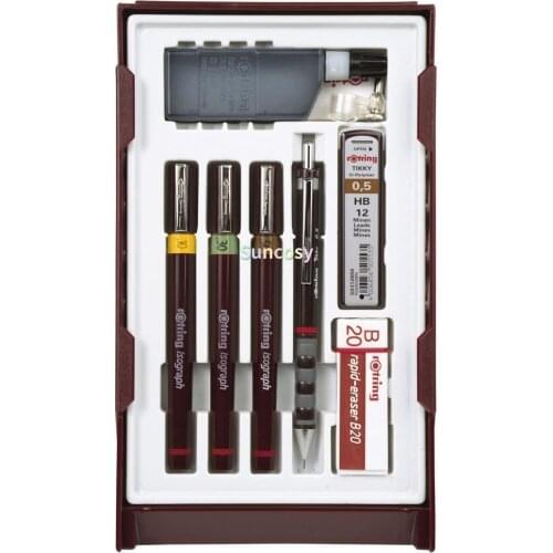ROtring S0699370 Isograph Technical Drawing Pens, Set, 3-Pen College Set (0.20 mm, 0.30 mm, 0.50 mm),Brown