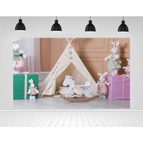 Scopiso Happy Easter Day Rabbit Tent Gift Baby Room Trojan Door Birthday Portrait Photo Backdrop Photozone Backgrounds Photocall