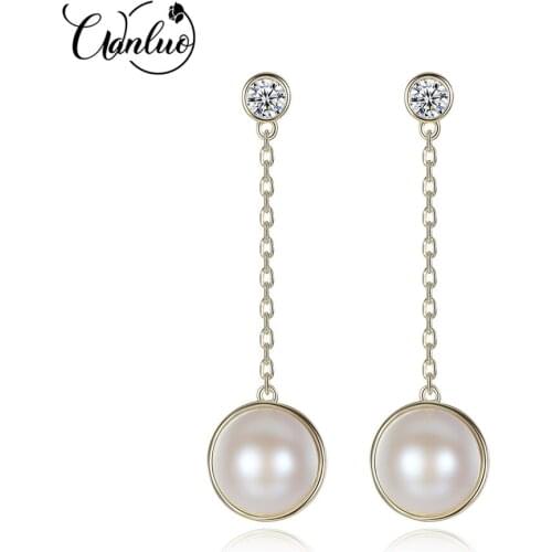 WANLUO 100% Genuine Freshwater Pearls Dangle Best Quality Long Drop Earrings for Women Fashion Drop Pearl Earring Fine Jewelry