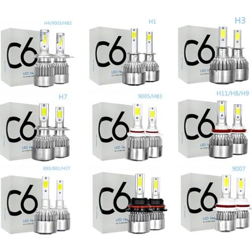 2PCS C6 led Car Headlight H7 LED H4 Bulb H8 H1 H3 H11 HB3 9005 HB4 9006 9007 Auto Lamps Fog Lights 3000K 6000K 8000K wholesale