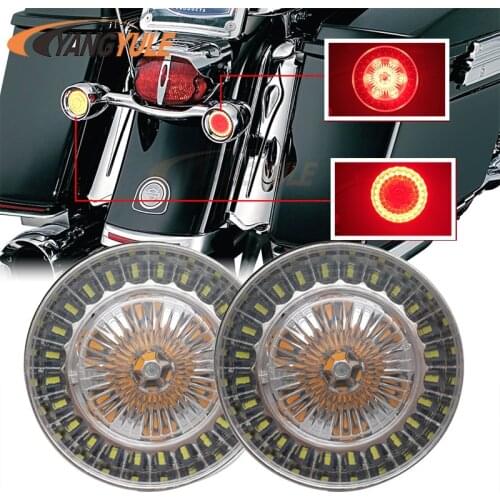 2pcs bullet 1157 LED Inserts Turn Signal Light LED Panel For Sportster 883 1200 XL Softail Dyna 11-17 Touring Tri Glide