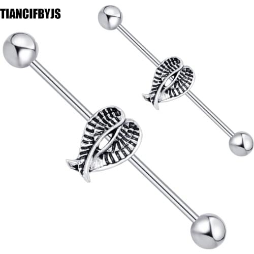 TIANCIFBYJS Steel Industrial Barbell Scaffold Ear Bar Piercing Cartilage Earring Fashion Body Jewelry Industrial Pircing 20pcs