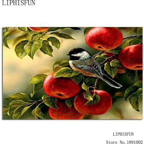 Birds Fruit Needlework Diamond Embroidery Painting Home Decoration Diamond Pattern Full Square Diamond Painting