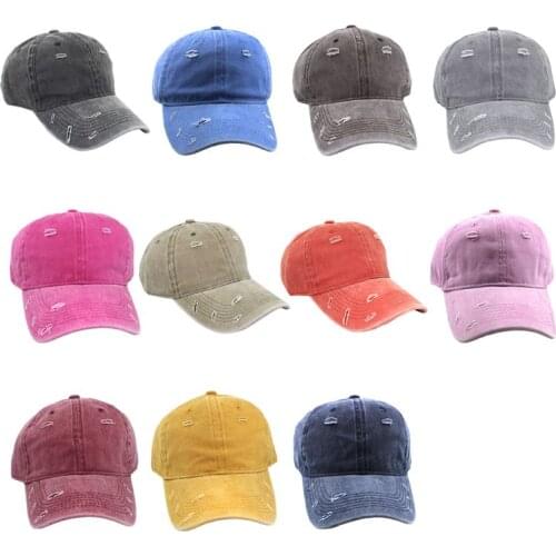 Unisex Vintage Washed Cotton Baseball Distressed Ripped Solid Color Sunscreen Outdoor Sport Snapback Sun Visor Hat
