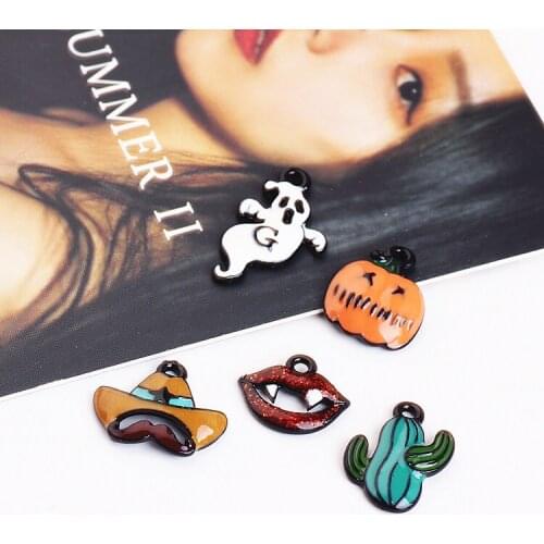 Diy jewelry finding 30pcs/lot cartoon Halloween ghost pumpkin cactus lips shape floating locket charms bracelet/earring pendant