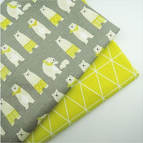 Yellow Bears Print Fabric Telas Patchwork Cotton Fabric Diy Sewing Craft Fabrics Doll Clothing Home Textile Tilda Quilt Tissue