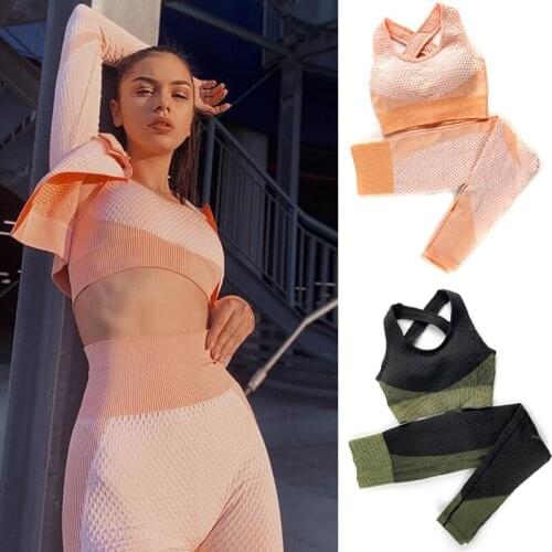 Women Sport Running Seamless Yoga Set Sportswear Yoga Tops Female Yoga Leggings Running Clothes Gym Yoga Suit Clothes Tracksuits