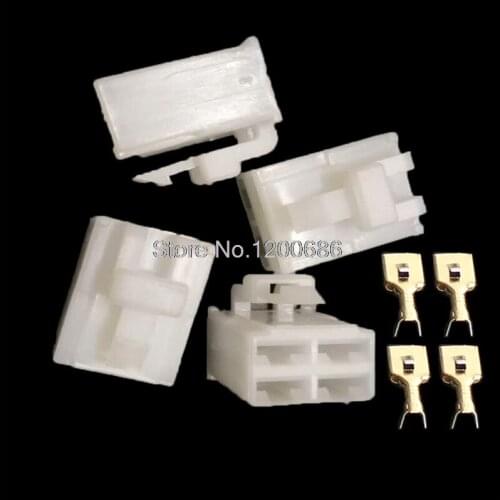 10Sets 4P White relay Holder Base connector Automotive relay socket connector with 6.3MM copper terminals