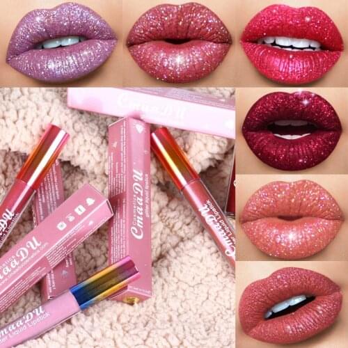 15 Color Diamond Symphony Shiny Matte Lipstick Metal Color Lipgloss Pearlescent Lipstick Non-Stick Cup MA