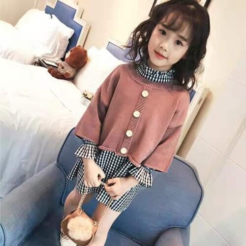 2PCS Sweater+Dresses Suits Fashion New Toddler Kids Girl Clothes Spring Autumn Girls Clothing Set Age For 2 3 4 5 6 7 8 Year
