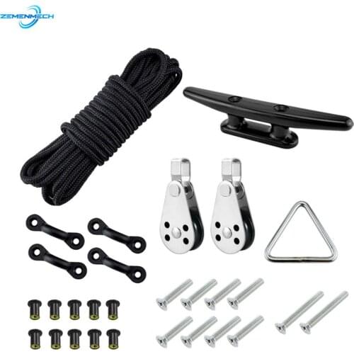 30ft Rope Water Sports Kayak Accessories Canoe Anchor Trolley Kits System Pulleys Cleats Pad Eyes Well Nuts Screws Boat Hardware