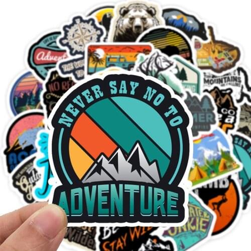 50pcs Camping stickers Compass Adventure Decal laptop suitcase phone Guitar Motorcycle Luggage Skateboard Waterproof Sticker