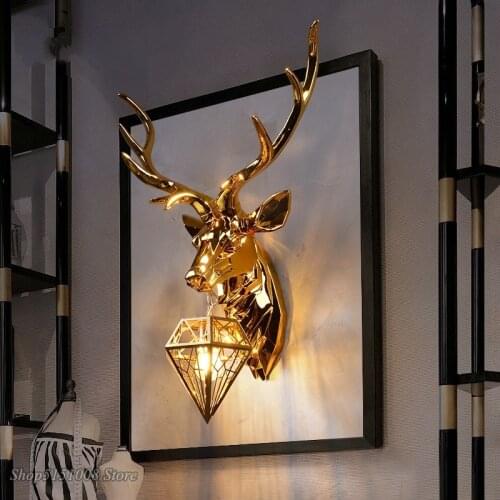 American Retro Deer LED Wall Lamps Antlers LED Wall Light Fixtures Modern Living Room Bedroom Bedside Wall Sconce Home Luminaire
