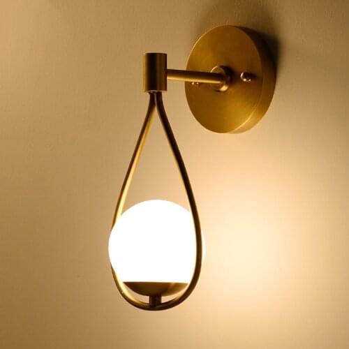 BEIAIDI Nordic Iron Glass Ball Wall Lamp Bathroom Mirror Beside Lamp Bedroom Bedside Wall Light Hotel Corridor Aisle Wall Sconce