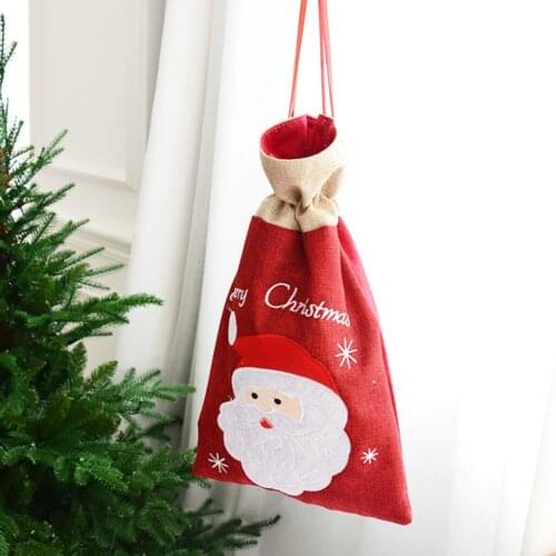 Big /Small Red Cloth Santa /Snowman Christmas Drawstring Candy Gifts Bags