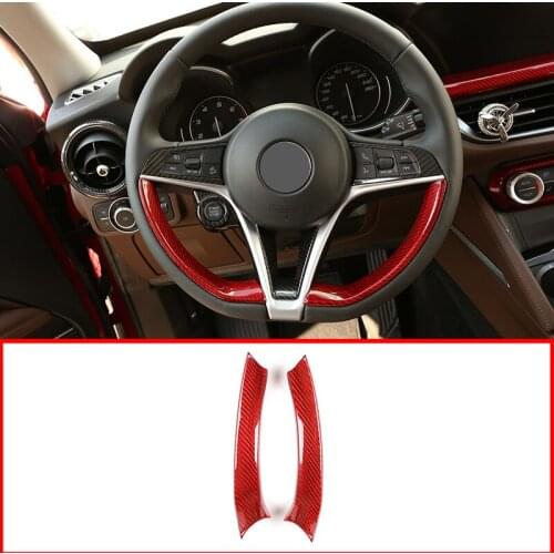 Real Carbon Fiber Car Steering Wheel Decoration Cover For Alfa Romeo Giulia Stelvio 2017-2019 Steering Wheel Protection Frame