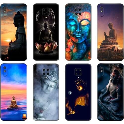 Black tpu Case For Xiaomi Redmi 7A 8 8A 9 9A 9C Case Redmi Note 8T 8 Pro T Note 9 9S 9 Pro Case Buddha Statue Purnima
