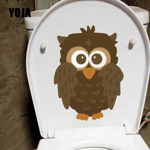 YOJA 17.2X23.6CM Creative Cartoon Owl Kids Rooms Decor Cartoon Wall Stickers Toilet Seat Decals T5-0565