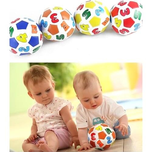 10cm Baby Kids Early Education Football Soccer Elastic Rubber Ball with Alphabet Number Mini Stress Ball Toys High Quality