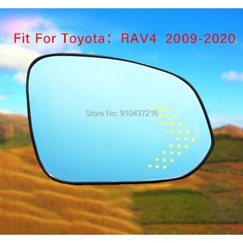 For Toyota RAV4 2009-2020 Demist Car Rearview Mirror Glare Proof Blue Glasses Led Lamp Heated turn single Marquee Large view