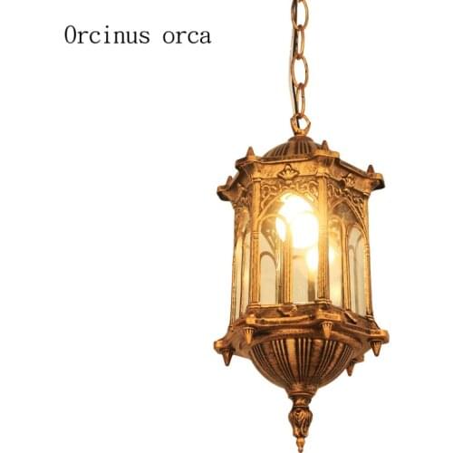 European retro antique bronze outdoor chandelier balcony patio corridor modern creative personality LED waterproof Chandelier