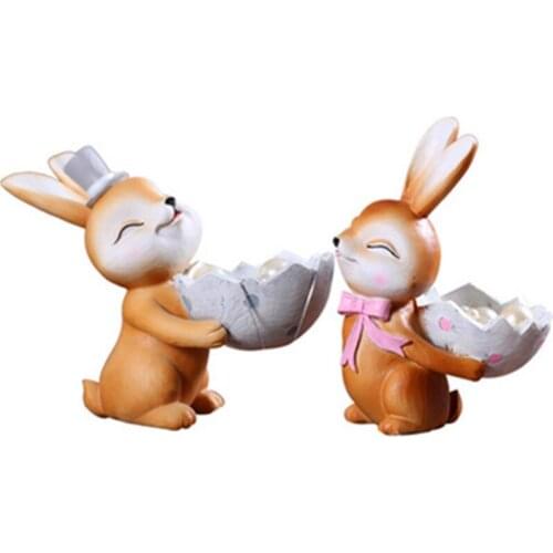 European Style Hold The Shell Mocha Rabbit Resin Desktop Storage Box Creative Living Room Bedroom Ornaments Art&Craft X839