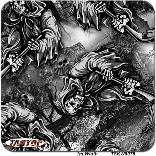 ITAATOP Hydrographics Film TSKW9075 1M * 10M Skull Wizard Hydro Dipping Water Transfer Printing Film