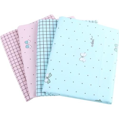 Nanchuang Bow&Ripstop Print Twill Cotton Fabric For Sewing Quilting Of Baby&Children Bedding Sheet Pillow Curtain Cloth 50x160cm