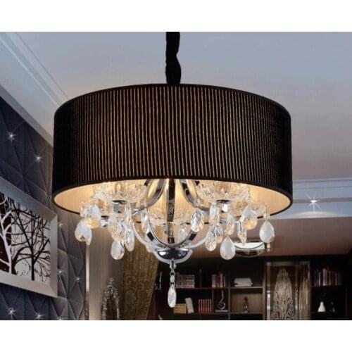 Crystal round warm cloth pendant lights Bedroom restaurant living room lamps hotel decorations lighting lamps ZA