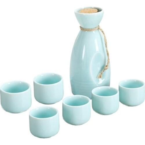 Ceramic Sake Pot Cups Set Flagon Liquor Cup Spirits Cups Set Japanese Bar Wine Set Drinkware Cup Set Gift Wine Pot Sake Cup