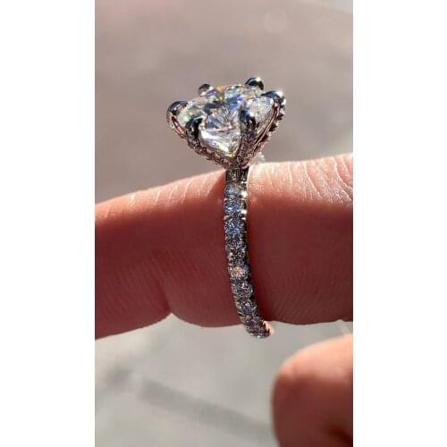 2019 newest Classic Engagement Ring 6 Claws Design AAA White Cubic Zircon Female Women Wedding Band CZ Rings Jewelry