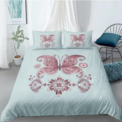 3D Bohemian Duvet Cover Set Bedding Sets Quilt Covers Pillow Cases Full Double Single King Queen Size Design Cyan Bedclothes
