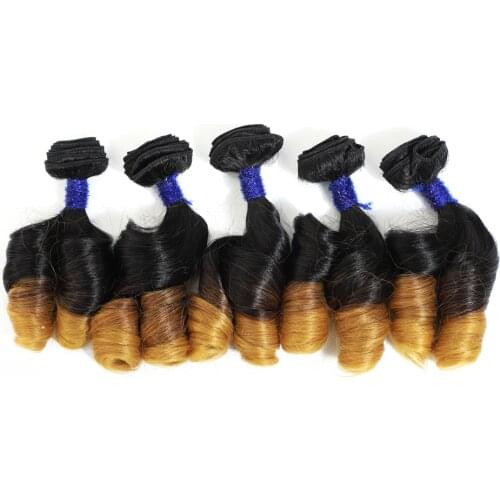 Ombre Spring Curl Hair 14 inch 5Pieces/lot 240g One Pack Full Head weave Good Quality Synthetic Hair Loose Curl Free Shipping