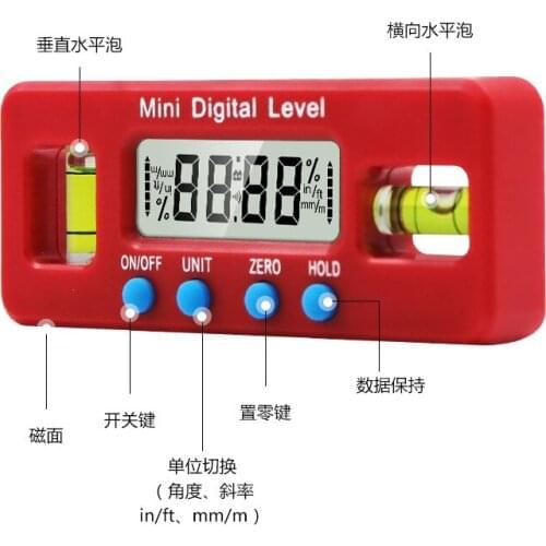 Mini Electronic digital display level meter 100mm strong magnetic horizontal ruler Inclino angle number video gauge