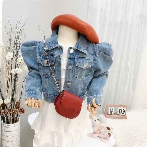 Fashion Baby Girls Clothes Denim Jacket + White Cotton Long Sleeve Dress Spring Autumn Kids Children Clothing Outerwear Coat