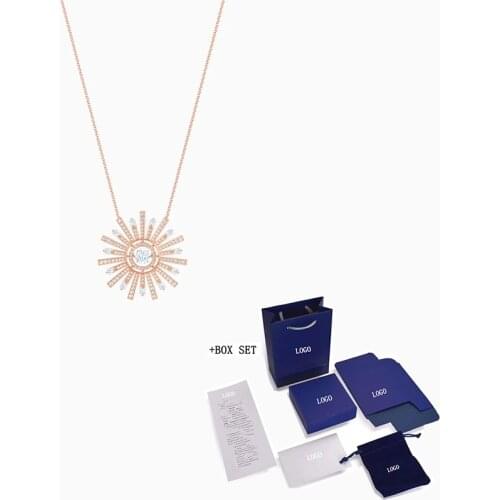 Fashion Jewelry SWA New Sunshine Necklace Elegant Vibrant Sun Decoration Rose Gold Necklace Female Trend Romantic Jewelry Gift