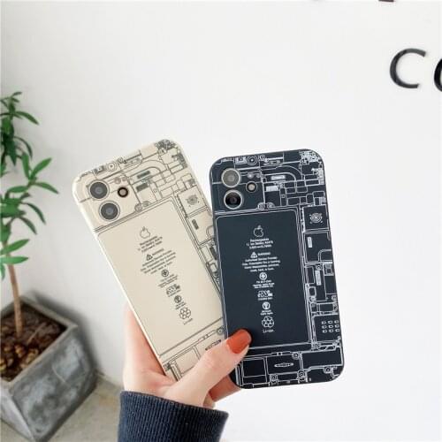 Circuit board soft Case For iPhone 11 12 Pro Max mini 7 8 Plus XR X XS MAX SE 2020 Silicone phone Cover fashion fundas capa