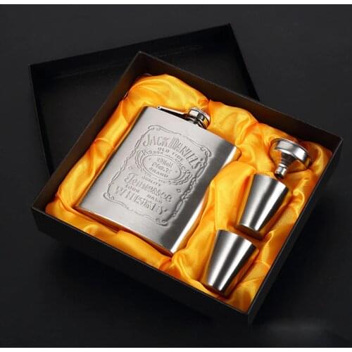 2 Pcs/lot Whisky Bottle Stainless Steel Hip Flask Set Travel Alcohol Luxury Gift Box Package Wine Pocket Bottle Drinkware 7/8 Oz