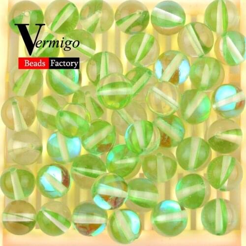 Wholesale Natural Glitter Stone Green Moonstone Austrian Crystal Beads For Needlework Jewelry Making Diy Bracelet Necklace